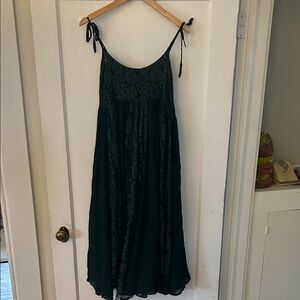 90s vintage whimsygoth fairycore lace empire Overlay Dress forest green